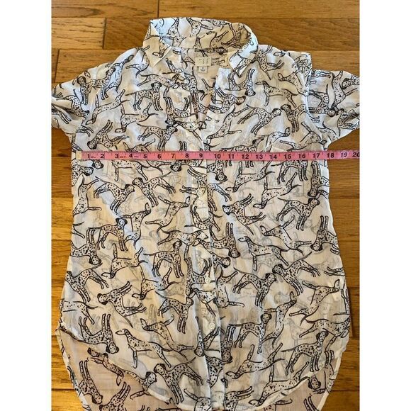 A New Day women's sheer dog patterned high low collared button front blouse sz S - Picture 5 of 8